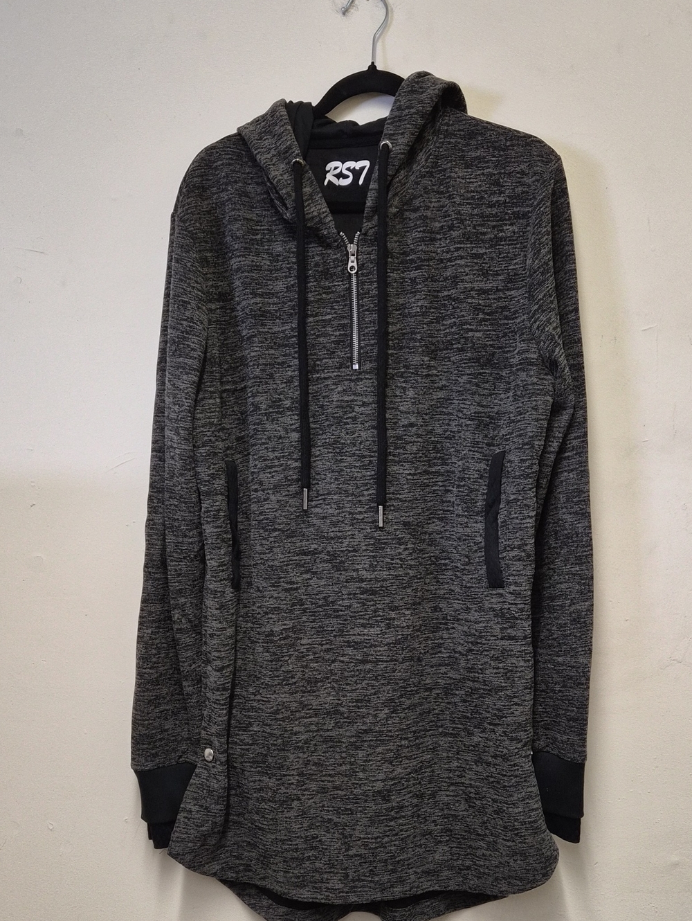 Men's Heather Charcoal Hooded Pullover Sweater Size L